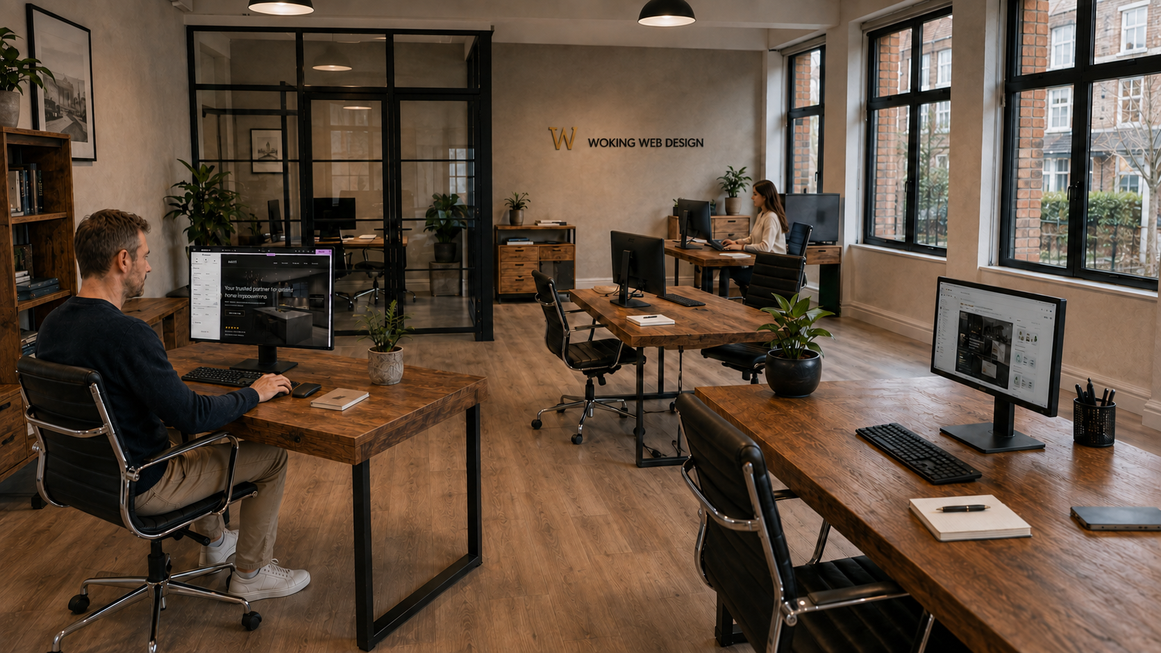 Woking Web Design office studio space with team working at desks